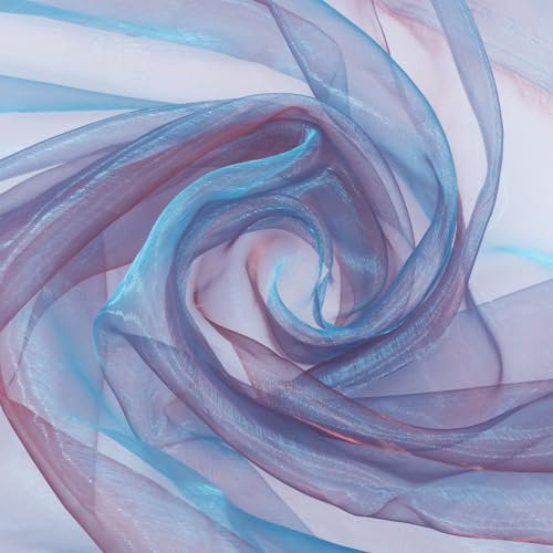 GORGECRAFT 2-Farbiger Voile-Organza-Stoff 5m Lang 1.5m Breit Schillerndes Türkis Mit Roter Durchsichtiger Organza Für Hochzeitskleider Kostüme Bastelarbeiten Dekorationen Glänzender Fotohintergrund