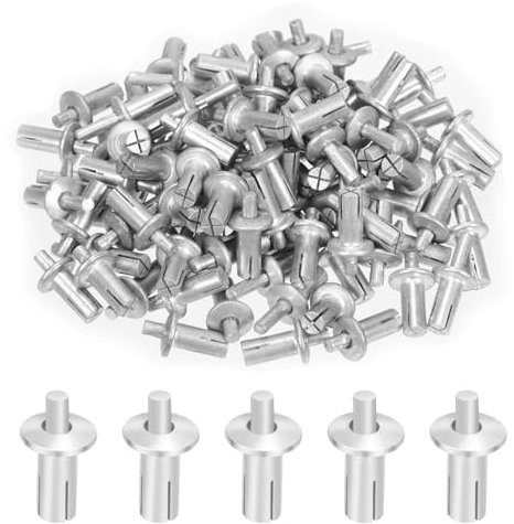 Swpeet Juego de 100 remaches de núcleo de aluminio M5 de 11 mm con cabeza media redonda, remaches de expansión tipo golpe para dispositivos mecánicos domésticos