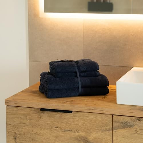 Home Deluxe - Handtuch Set - 6 TLG. Cuddle - Dunkelblau - Material: 100% Baumwolle I Handtuch Badetuch Duschtuch Set Handtuchset