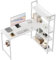 CubiCubi 120x84 cm Computer Desk with Storage Shelves, Small L Shaped Desk Home Office Coner Desk, Office Writing Desk, White White
