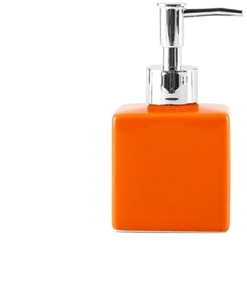 Flüssigseifen Spender 250 ml kleiner Keramik-Seifenspender, flüssiger Handseifenspender, quadratischer Keramik-Seifenspender, glatt, for Badezimmer, Küche, Gewerbe Seifenspender Wandmontage(Orange)