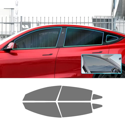 FDAIUN Lámina tintada para cristales Tesla modelo Y 2020-2024 8%/20%/35% Vlt PVC precortada, lámina tintada para coche, accesorios negros (35% vlt ventanas laterales, 6 unidades)