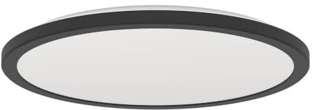 EGLO LED Deckenleuchte Rovito, runde Badezimmer Deckenlampe, Badlampe Decke aus Kunststoff in Schwarz und Weiß, Deckenbeleuchtung warmweiß-kaltweiß, IP44, Ø 39 cm