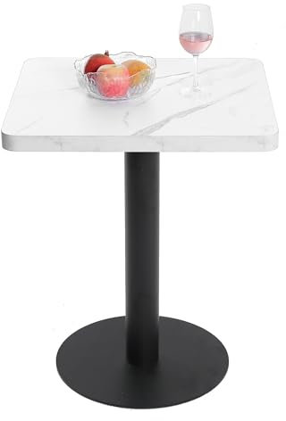 Mingone Esstisch 60cm Klein Küchentisch Esszimmertisch mit Marmor Tischplatte Tisch Quadratischer mit Metallbein für Wohnzimmer Esszimmer Weiß