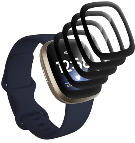 FWKDWHPH [4 Stück Displayschutzfolie kompatibel mit Fitbit Versa 3/Fitbit Sense,3D Voller Bildschutzfolie,Anti-Kratzer/Bläschen/Fingerabdruck,HD Schutzfolie für Fitbit Versa 3/Fitbit Sense