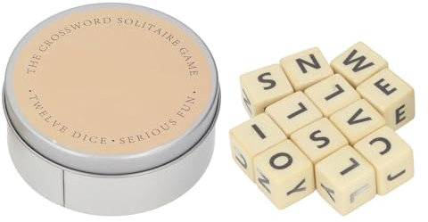 Kreuzworträtselspiel mit 12 Englischen Buchstabenwürfeln, Reise-Scrabble-Würfelspiel mit Aufbewahrungskoffer, Brain Challenge, für Familienspiele, Party, Camping, Bildung (Silver)