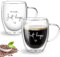 ALIMOTA Set of 2 Double Walled Glass Mugs 350ml, Insulated Coffee Cup with Handle, Glass Coffee Mugs, Cappuccino Latte Glasses Espresso Cups,Glass Tea Cups, No Words Just Hugs, Heartfelt Gifts