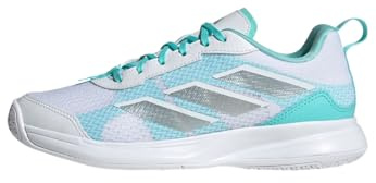 adidas Women's Avaflash Low Tennis Shoes, Cloud White/Silver Metallic/Flash Aqua, 6 UK
