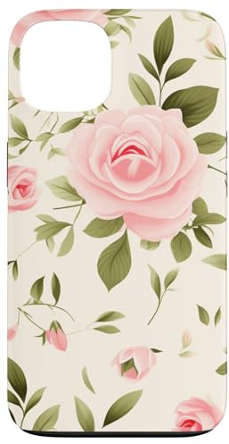 Coque pour iPhone 13 Élégance florale avec roses rose pâle