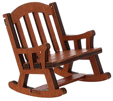 KOMBIUDA Miniatur Schaukelstuhl Modell Aus Holz Naturfarben Handgefertigt Puppenhaus Dekoration Für Schlafzimmer Café Party Und Wohnlandschaft