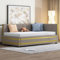 FEZTOY Polsterbett Schlafsofa 90x200, L-förmiger Tagesbett Multifunktionsbett mit Lattenrost aus Samtstoff, Funkionsbett Jugendbett Kinderbett Gästebett, ohne Matratze (Grau-90x200)