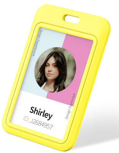 Uniclife Sliding ID Ausweishülle Gelb Vertikale Hartplastik-Etui mit klarem Fenster Gelb Karte Schutzhülle für Büro Schule ID Kredit-Karten Proximity Key Cards Führerscheine und Pässe,3er Pack