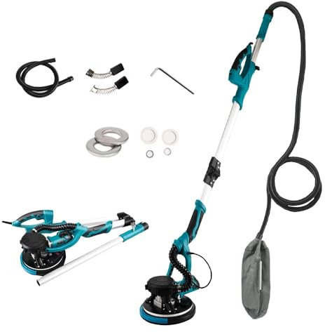 KYZTMHC Ponceuse Platre, 800W Ponceuse à Perche, avec Disque De Ponçage et LED, Vitesses Ajustables, pour Plafonds Intérieurs et Extérieurs