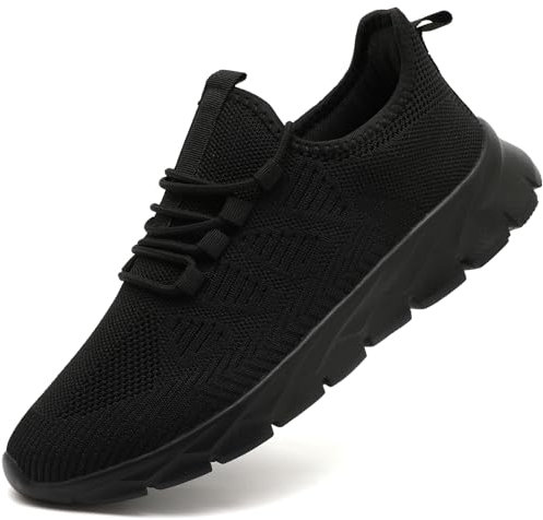 MGNLRTI Schuhe Herren Sneaker Slip on Hallenschuhe Laufschuhe Gym Sommerschuhe Sportschuhe Turnschuhe Fitnessschuhe Joggingschuhe Freizeitschuhe Schwarze Größe 43 EU