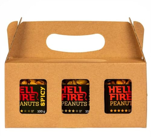 Hellfire Peanuts Triple Pack 3 x 100g – Scharfe Erdnüsse Geschenkset mit Spicy, Smoky & Insane – Crunchy Chili Probierset – I LOVE SPICY