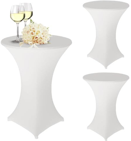 PORFOYO 3 coperture per tavolo da terra, elasticizzate, per tavolo da lavoro, per matrimoni, feste di compleanno, bar (80 x 110 cm, bianco)