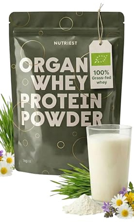 Nutriest Whey Protein Pulver (1kg) – Bio Whey Protein aus Europa | 100% Weidehaltung | Eiweißpulver mit hohem Proteingehalt | Für Shakes & Fitness