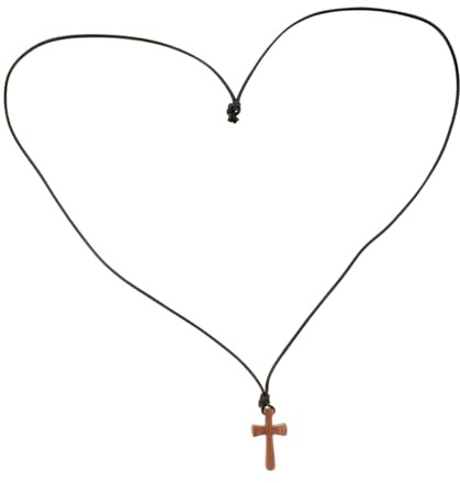 FRCOLOR Wooden Cross Necklace for Couples Small Pendant Religious Jewelry Adjustable Cord Minimalist Design for Men and Women Versatile Accessory
