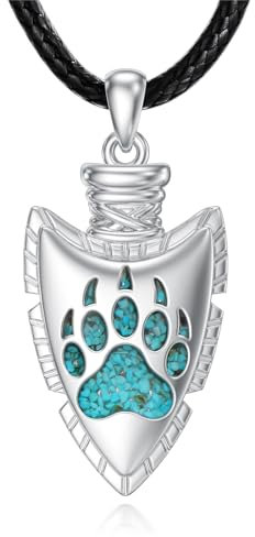 HUKKUN Pfeilspitzen Halskette 925 Sterling Silber Pfeilspitzen Anhänger Halskette Mit Pfoten Pfeilspitze Schmuck Für Männer Und Frauen