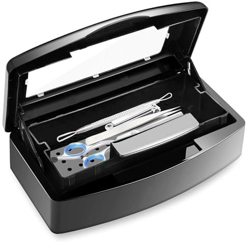 Desinfektionswanne, Nail Tools Sterilizer, Tablett Maniküre Desinfektionsbox, für Schönheitssalon Maniküre Haarwerkzeuge Instrumente Ärzte Maniküre Labor Reinigungsartikel (Schwarz)