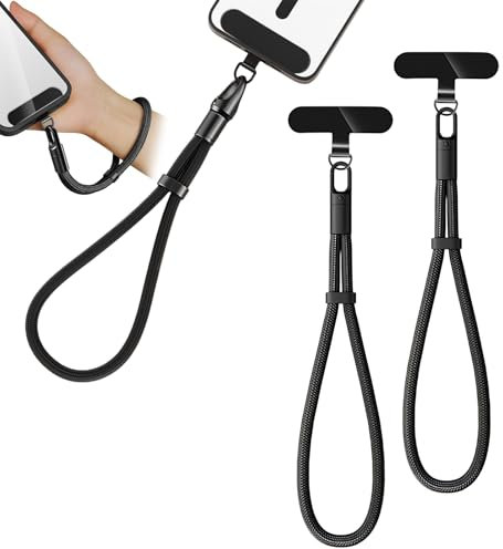 kaiyaya 2 Stück Handykette Kurz Handgelenk, Handschlaufe Handy Verstellbar Handykette Universal, 7mm Dickes Handyschlaufe mit Ultradünnem Patch Handyband für Handgelenk Die Meisten Phones