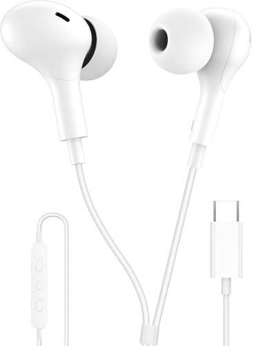 AMPLE USB-C Headphones, For Lenovo Tab M10 (Gen 3), M10 Plus (3rd Gen) M11, M10 HD (Gen 2), Tab P11, P11 Pro, P11 Plus, P12 Type-C Earbuds Noise Cancelling in-Ear Wired Earphone with Mic (EAR008)