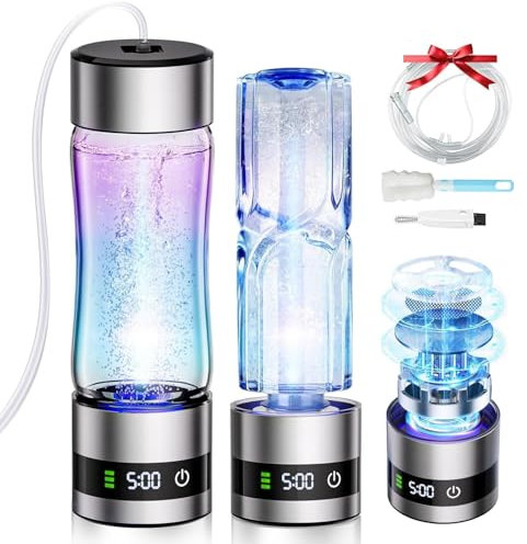 IUHFSIFS 4.0 Upgrade Hydrogen Water Bottle with Brush【NO.1 Double Hydrogen Content】Hydrogen Water Bottle with 2025 Advanced, 0 Chlorine & 0 Ozone & 0 Heavy Metals Improve Water in 3 Min for Home