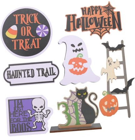 UKCOCO Wooden Ornaments for Halloween Tiered Tray Decor Festive Home Decorations Indoor Mini Scene Farmhouse Tray Decor Items