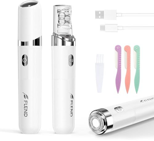 Gesichtshaarentferner für Frauen, 2 in 1 Elektrischer Gesichts Epilierer Damen mit LED-Licht Wiederaufladbar Schmerzfreie Gesichtsrasierer für Körper, Wangen, Kinn, Arme, Bikini(Weiß)