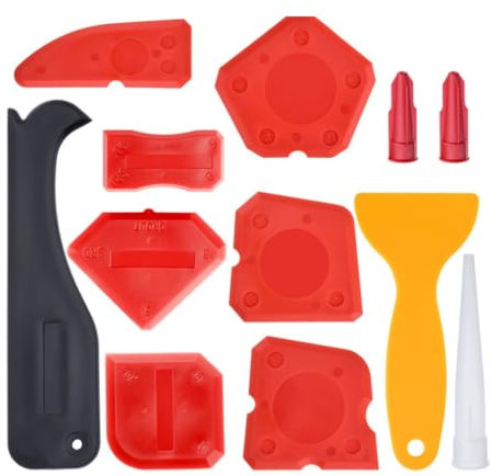 KIXZSAZ Caulk Tool Kit Multi Angle Scraper Remover Glass Glue Applicator Convenient Spreader Finishing Set Smooth, Black