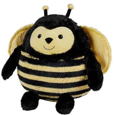Warmies Bumblebee Supersized Soft Plush Toy Cushion, Cuddly Animals for Kids & Adults, Ultra Soft Faux Fur