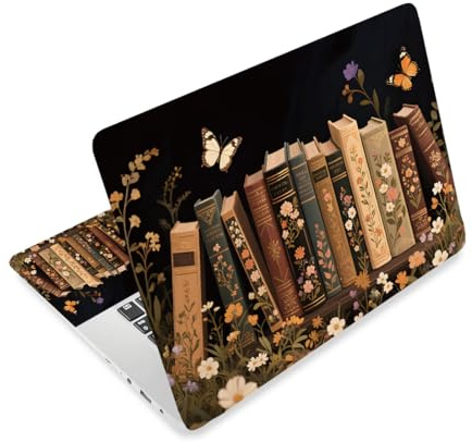 CRAFTYMELODY Laptop Skin Sticker Decal PVC Vinyl Quote Sticker Notebook PC Protector Waterproof Scratch Resistant Laptop Skin for 12.1 13 13.3 13.6 14 15 15.3 16 Inch Vintage Book Style