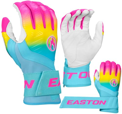 Easton | Walk-Off Ethos Locked-in Baseball Batting Gloves | Compression Wrist Strap | Thermal Fire | Adult Large