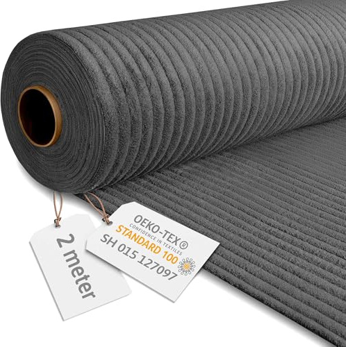 DreamRoots Cordstoff Meterware, Breitcord, Granite Gray, 2 m