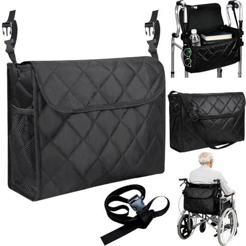 Benaton Sac pour Fauteuil Roulant Oxford Étanche Sac de Rangement pour Fauteuil Roulant Pochette Fauteuil Roulant Sac Fauteuil Roulant Multifonction, Organiseurs de Rangement Fauteuil Roulant(Noir)