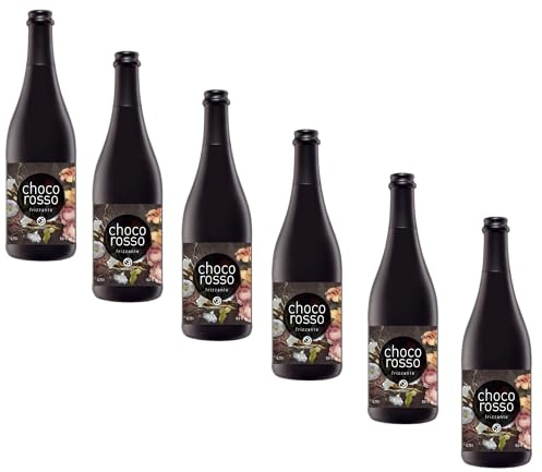 Choco Rosso Frizzante (6er Karton) - Weinhaltiges Getränk mit Schokoladennote - 6 x 0,75l Flasche - 8,0% vol. - Prickelnder Rotwein-Genuss - Ideal als Geschenk oder Dessertbegleiter (Rote Rebsorten)