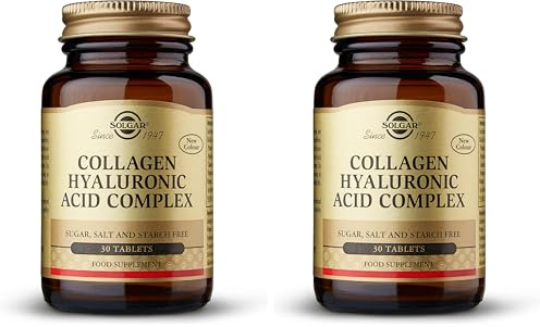 Solgar Collagen Hyaluronic Acid Complex - Reduces Fine Lines & Wrinkles - Skin Hydration - Vitamin C - 30 Tablets (Pack of 2)