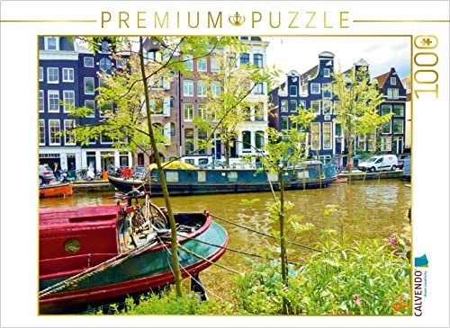 CALVENDO Puzzle Amsterdam - Hausboote an der Prinsengracht 1000 Teile Puzzle quer | 1000 Teile Lege-Größe 64 x 48 cm Foto-Puzzle für glückliche Stunden