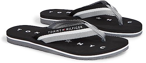 Tommy Hilfiger Damen Flip Flops Tommy Loves NY Beach Sandal Badeschuhe, Schwarz (Black), 36 EU