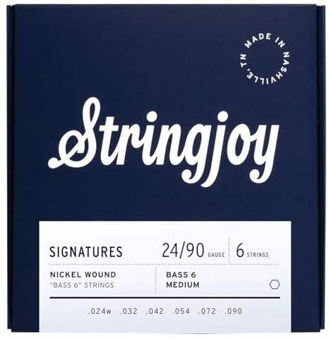 Stringjoy Signatures Nickel Wound Bass VI Strings, 24-90 Balanced Medium Gauge, 6 String Electric Guitar Set, Optimal Tone and Durability, Made in Nashville, TN USA
