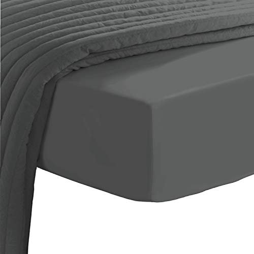 Pizuna 400 Fadenzahl Baumwolle spannbettlaken 90x200-100x200cm Dunkel Graue, Langstapelige Baumwolle Spannbetttuch,Weiche Mako Satin-Webart passt bis zu 40cm Matratzenhöhe (100% Baumwolle bettlaken)