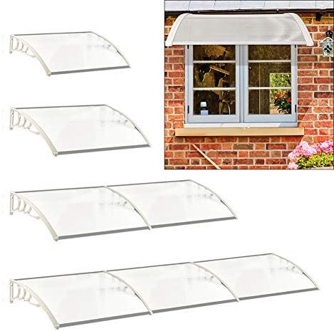 The Fellie Rain Canopy Door Canopy Awning Front Door Canopy for Outdoor Window Porch Shade Patio Roof Cover UV Protection, (Cream White/L270xW100xH28cm)