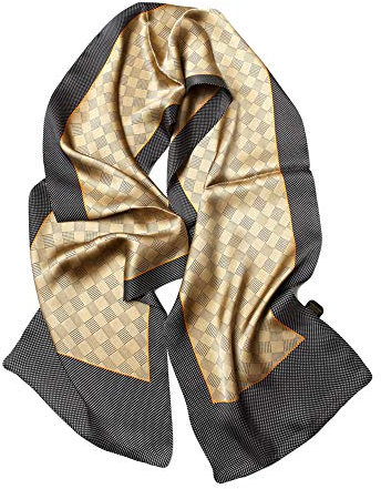 UK_Stone Klassisch Seidenschal Block Quadrat Halstuch Herren Schal Beige Diamant