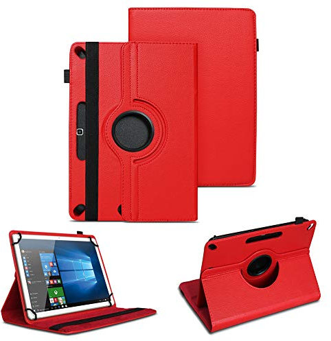 NAUC Tablet Tasche kompatibel für Jay-tech G10.11 LTE G10.10 Schutzhülle Universal Kunst-Leder Hülle Standfunktion 360 Drehbar Cover Case, Farben:Rot