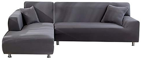 NIBESSER Sofabezug mit elastischer Halbinsel, 2-teilig, waschbar, für Wohnzimmer mit modernen Motiven (grau, 2-Sitzer + 2-Sitzer)