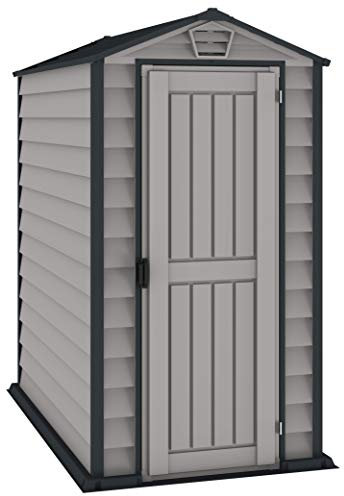 BillyOh EverMore 4x6 Plastic Garden Shed with Floor Included — Weatherproof Outdoor Storage Shed, Durable Vinyl & Metal Structure, Lockable & Maintenance-Free, Grey Modern Garden Storage