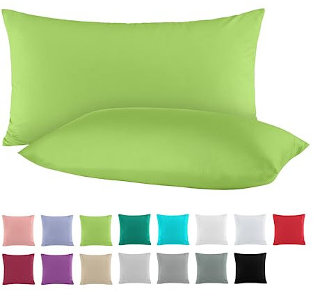 BaSaTex Doppelpack Baumwolle Renforcé Kissenbezug 40x60 cm | Kissenbezüge aus 100% Baumwolle | Kissenhüllen in Grün