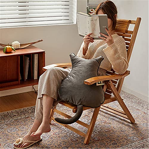 EXQULEG Katze Plüsch-Spielzeug, Katzen-Simulation Kissen Sofakissen niedliche Tier-Silhouette Bodenkissen Sitzkissen Geschenk für Mädchen und Jungen (L,Grau)