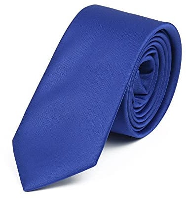 DWOY Herren Krawatte Solid Color Satin Schmale Herren Krawatte 6 cm (Blau)