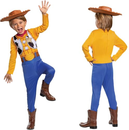Disney Offizielles Classic Toy Story Kostüm Woody Kostüm Kinder, Halloween Karneval Cowboy Kostüm Kinder Jungen Größe XS